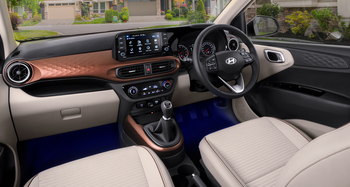 Interior of design of Hyundai Aura